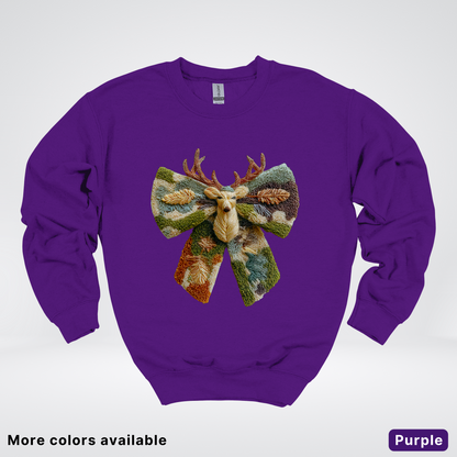 Neutral Woodland Bow Hook Yard Faux - Crewneck Sweatshirt