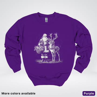 Vintage Santa and Reindeer - Crewneck Sweatshirt