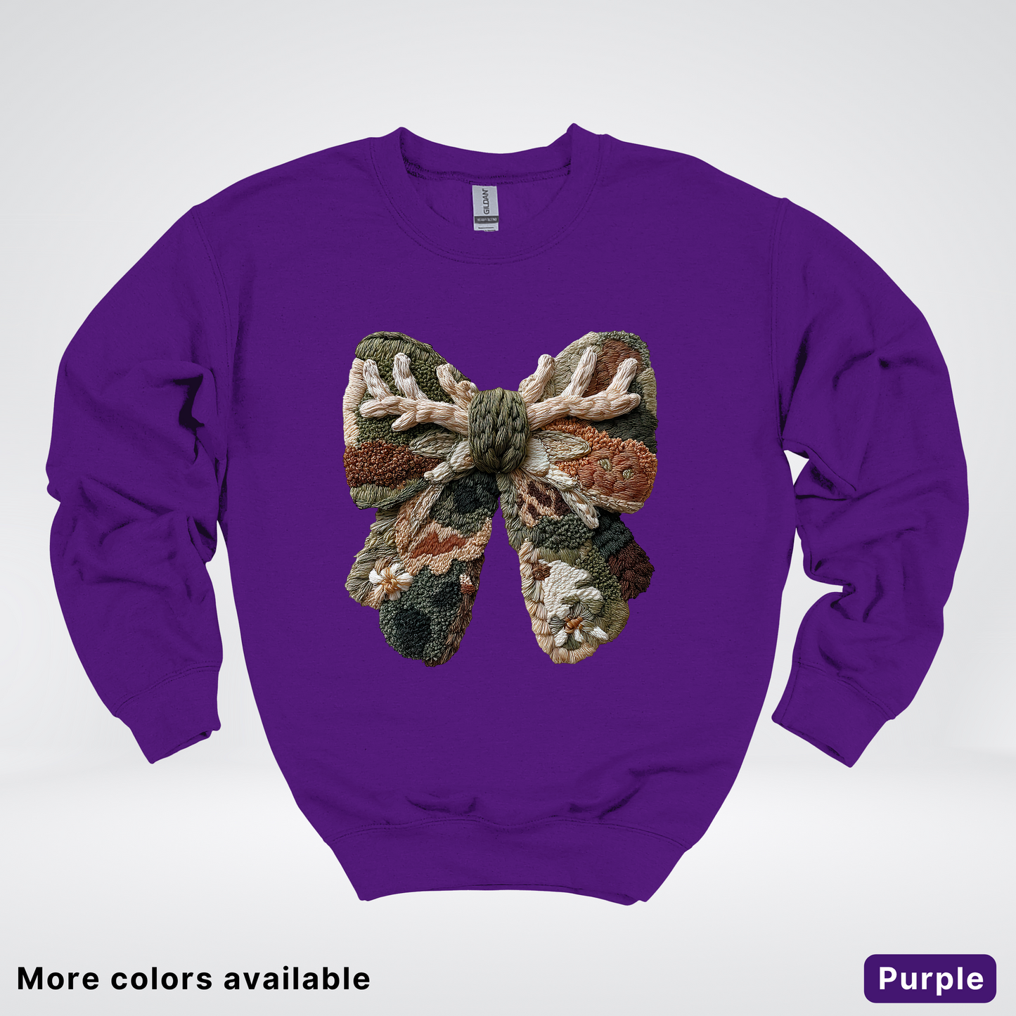 Woodland Winter Bow Hook Yard Faux - Crewneck Sweatshirt