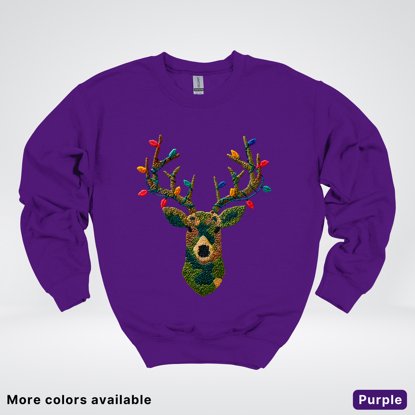 Rustic Reindeer Lights – Hook Yard Faux Texture - Crewneck Sweatshirt
