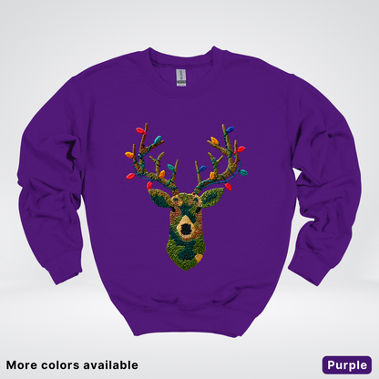 Rustic Reindeer Lights – Hook Yard Faux Texture - Crewneck Sweatshirt