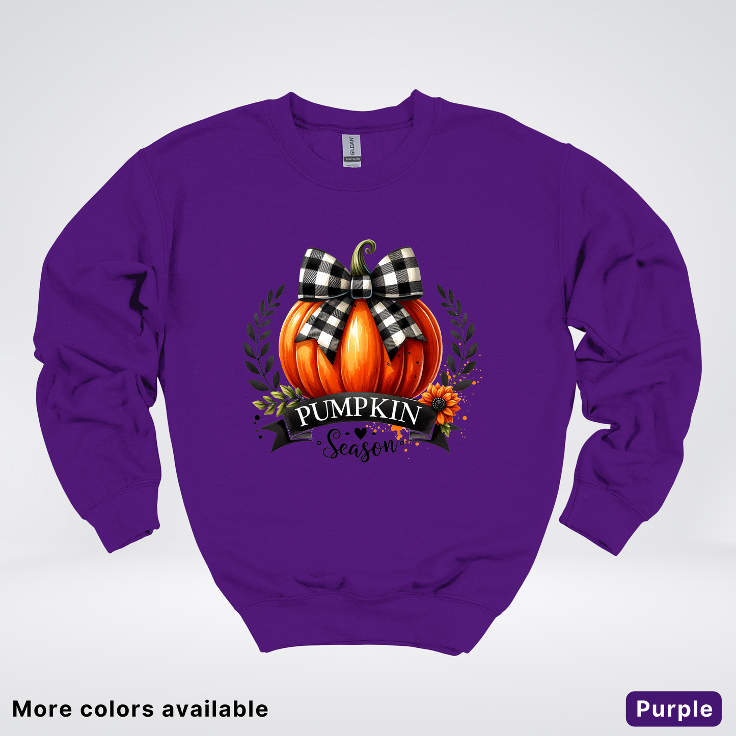 Pumpkin Season Black Plaid Bow - Sweatshirt