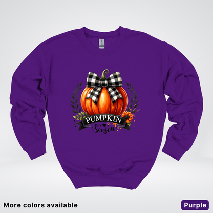Pumpkin Season Black Plaid Bow - Sweatshirt