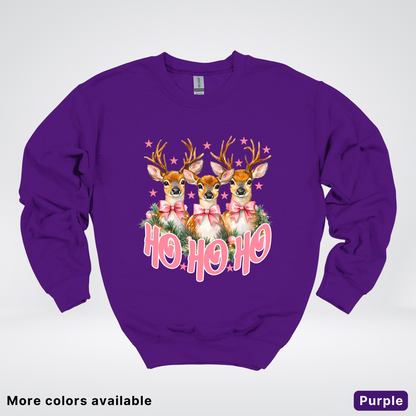 Ho Ho Ho Pink Deer Trio - Crewneck Sweatshirt