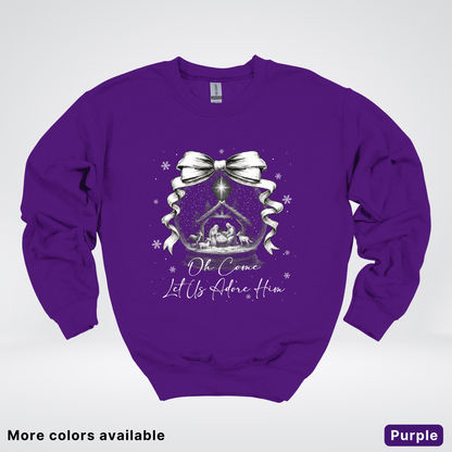 Oh Come Let Us Adore Him Nativity - Crewneck Sweatshirt