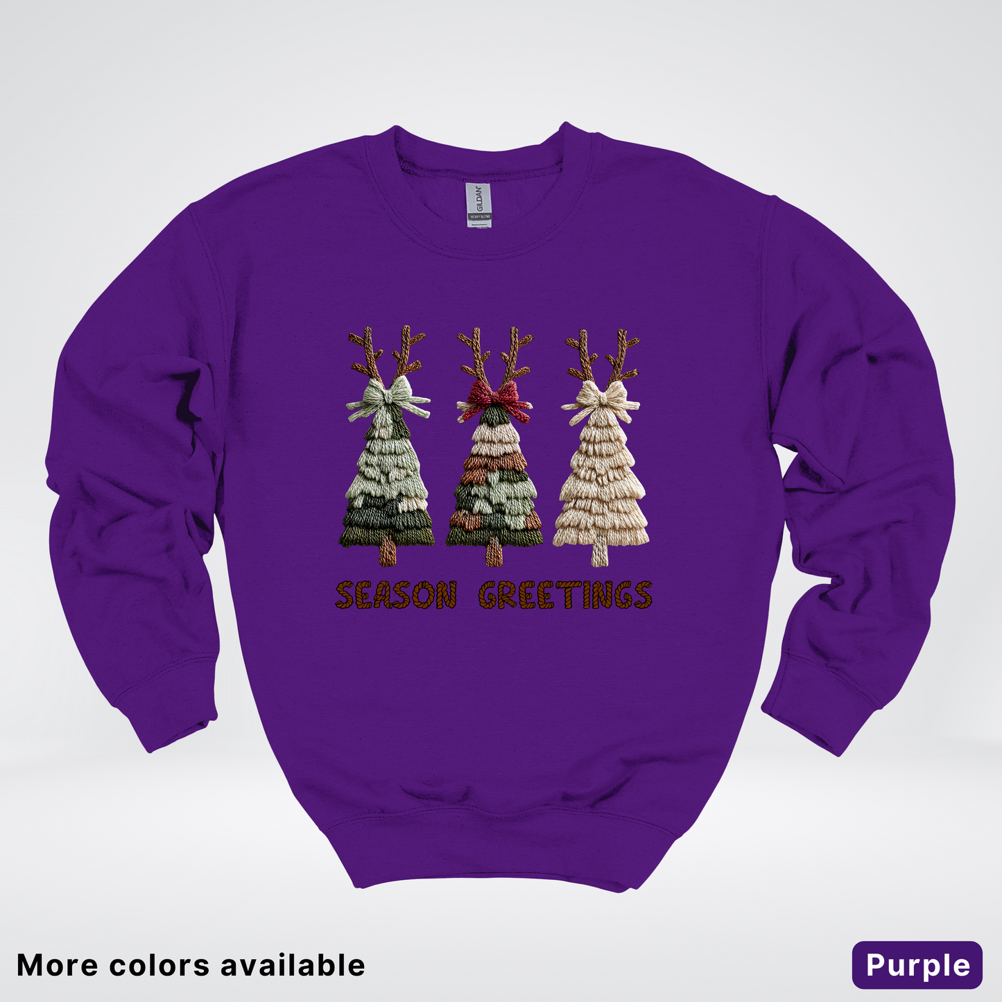 Rustic Christmas Tree Trio (Hook Yard Faux Look) - Crewneck Sweatshirt