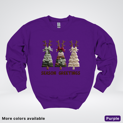 Rustic Christmas Tree Trio (Hook Yard Faux Look) - Crewneck Sweatshirt