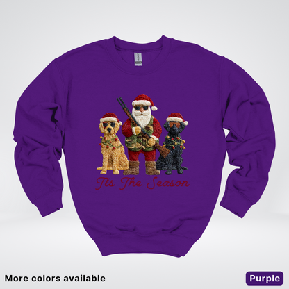 Tis The Season Hunting Santa Hook Yard Faux - Crewneck Sweatshirt
