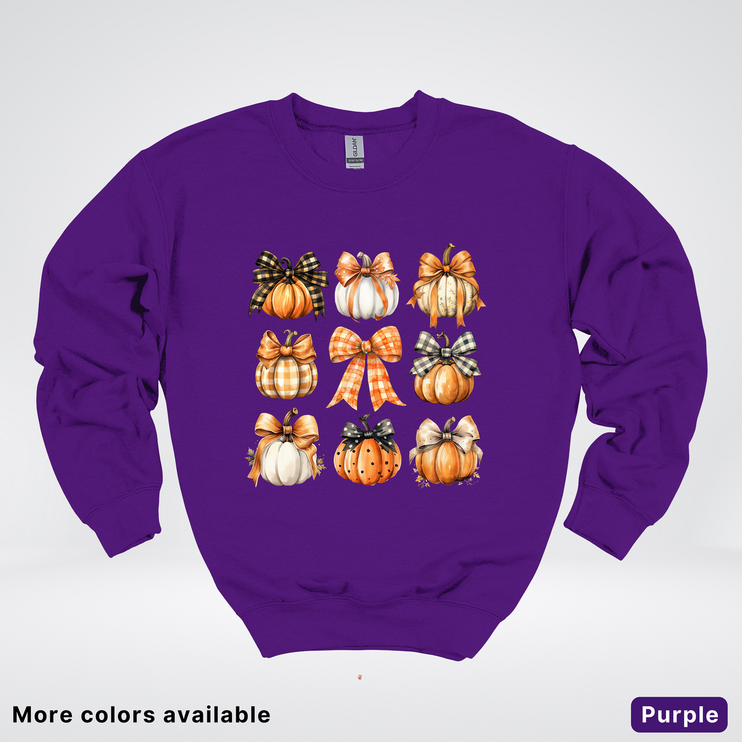 Flannel Bows & Pumpkin Coquette Fall Autumn - Crewneck Sweatshirt