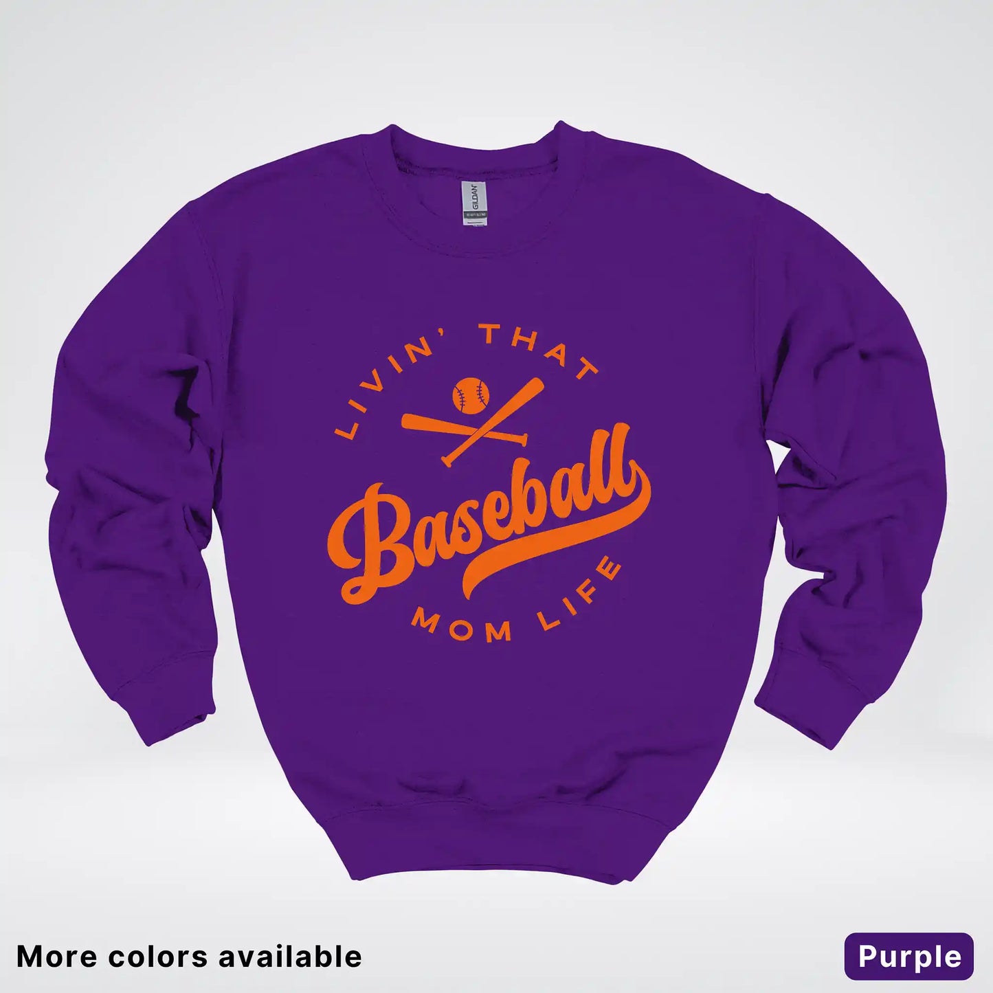 Livin' That Baseball Mom Life – Orange Design - Crewneck Sweatshirt