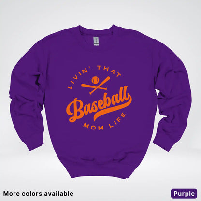 Livin' That Baseball Mom Life – Orange Design - Crewneck Sweatshirt