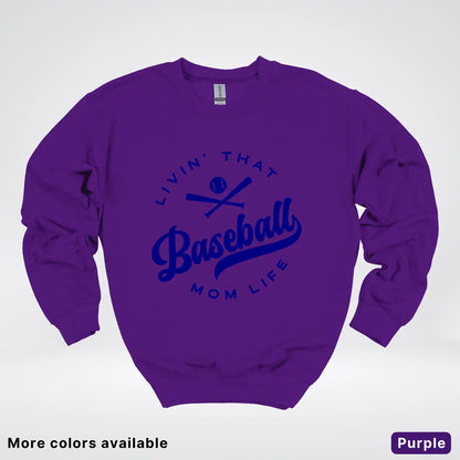 Livin' That Baseball Mom Life - Navy Design - Crewneck Sweatshirt