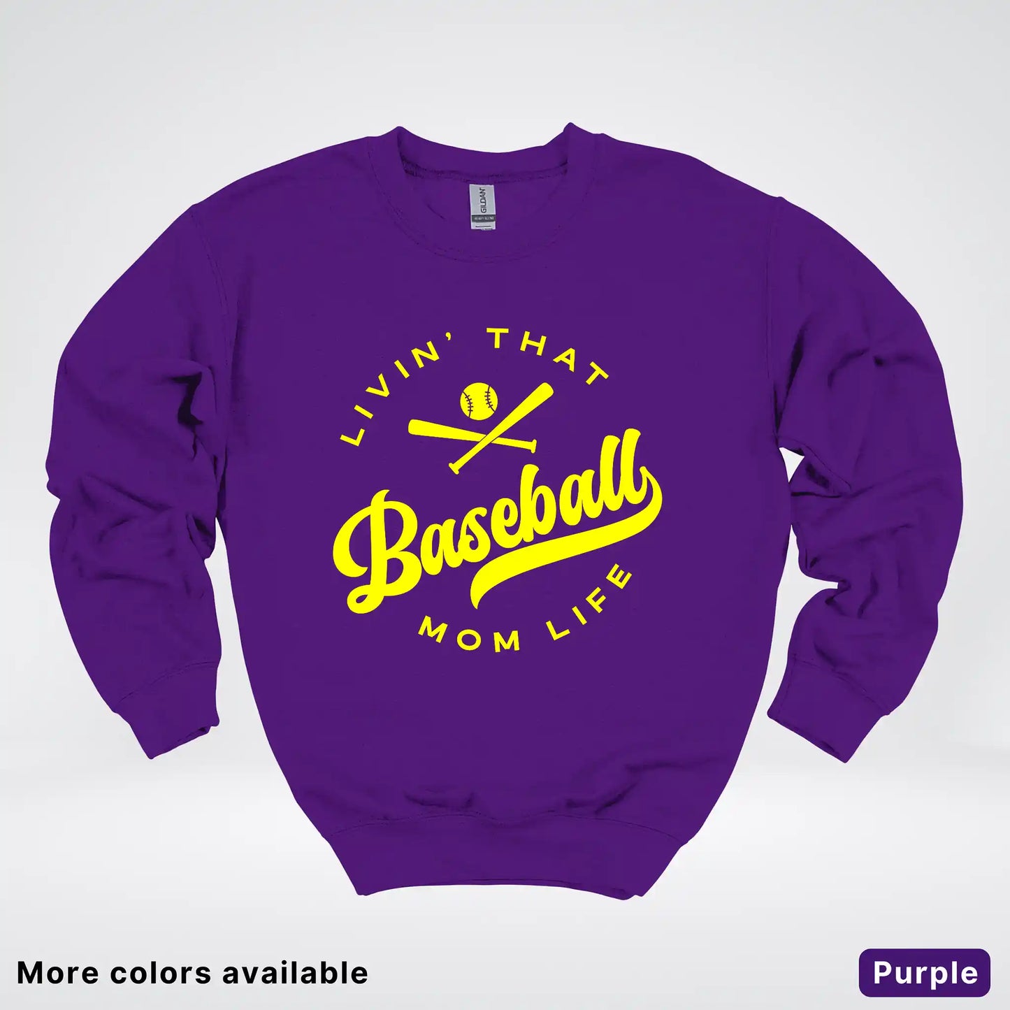 Livin' That Baseball Mom Life - Yellow Design - Crewneck Sweatshirt