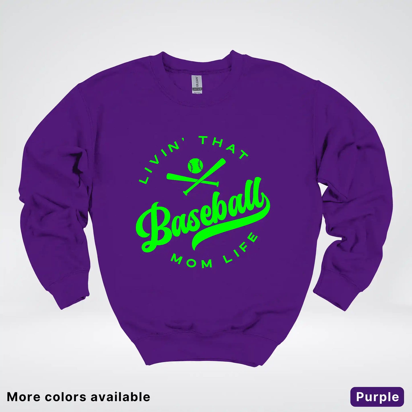 Livin' That Baseball Mom Life - Green Design - Crewneck Sweatshirt