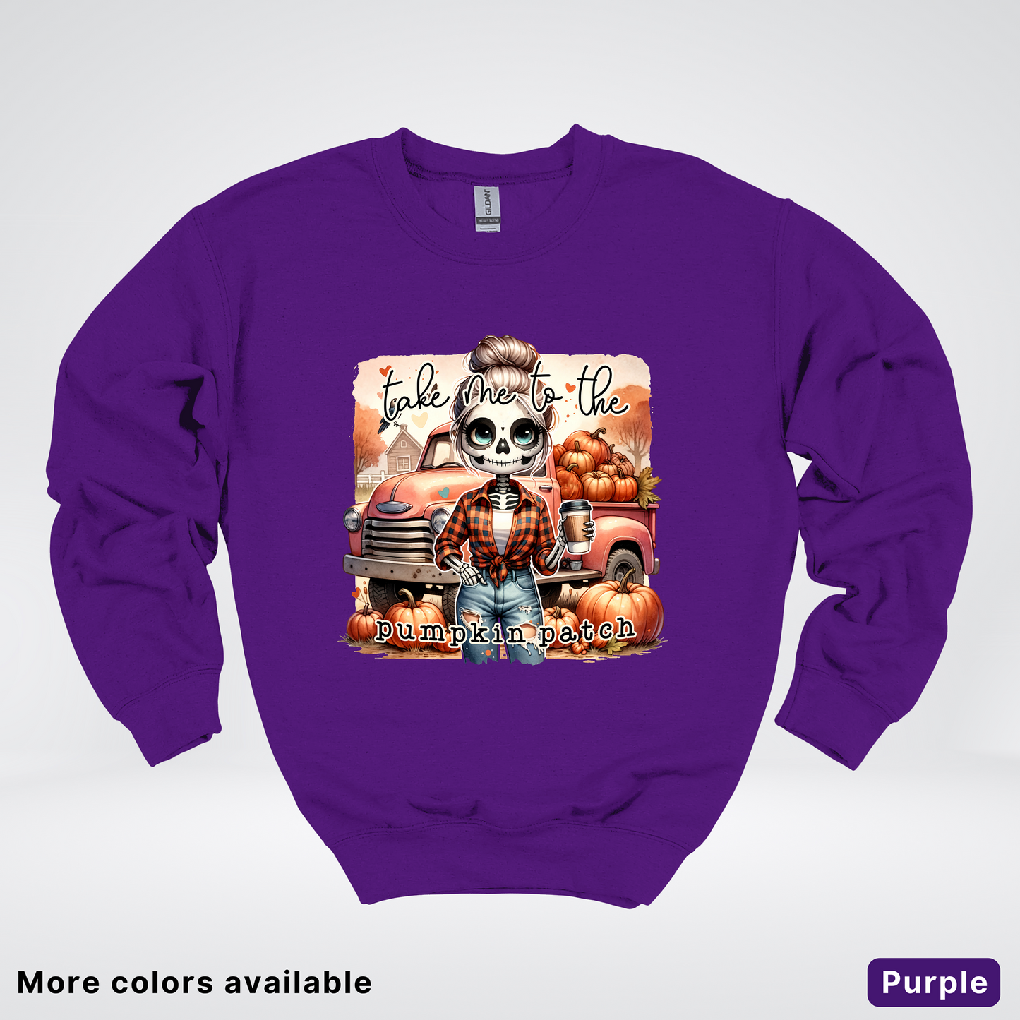 Take Me To The Pumpkin Patch Skeleton - Crewneck Sweatshirts