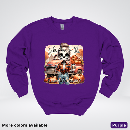 Take Me To The Pumpkin Patch Skeleton - Crewneck Sweatshirts