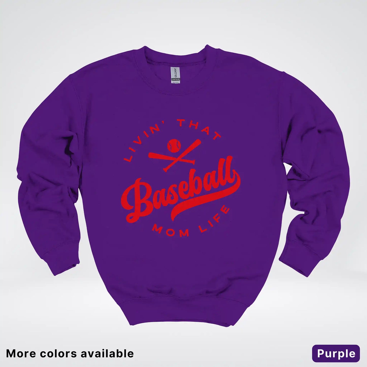 Livin' That Baseball Mom Life - Red Design - Crewneck Sweatshirt