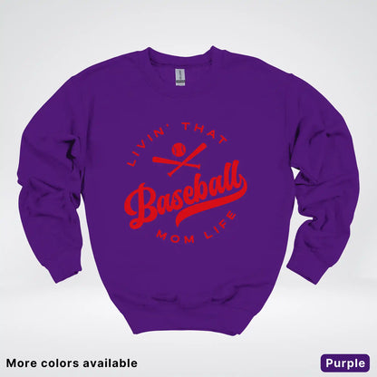 Livin' That Baseball Mom Life - Red Design - Crewneck Sweatshirt