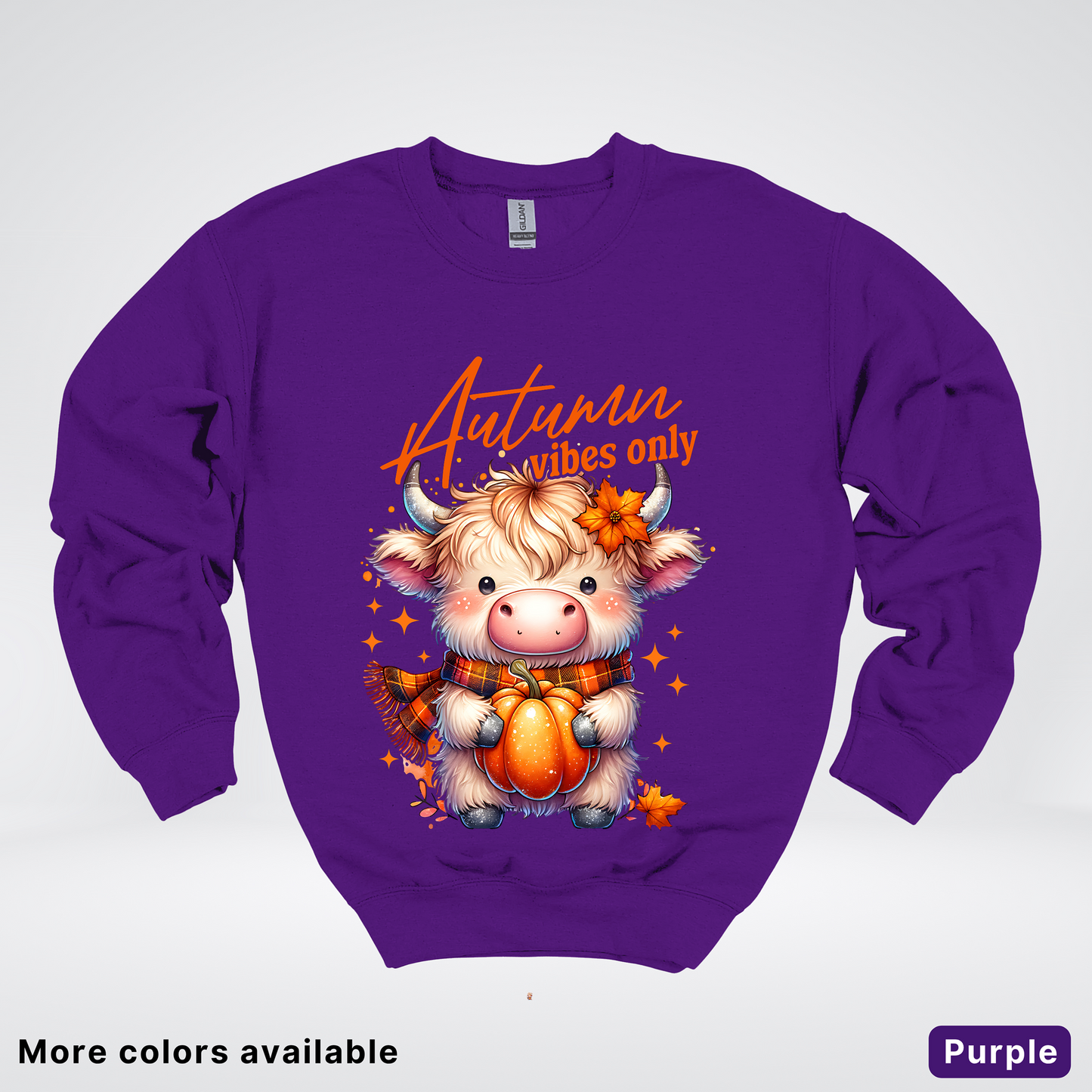 Autumn Fall Vibes Only Small Cow Calf Pumpkin - Crewneck Sweatshirt