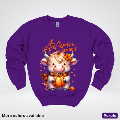 Autumn Fall Vibes Only Small Cow Calf Pumpkin - Crewneck Sweatshirt