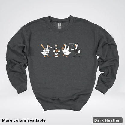 Baseball Goose Squad – Funny Baseball Goose Graphic Crewneck Sweatshirt