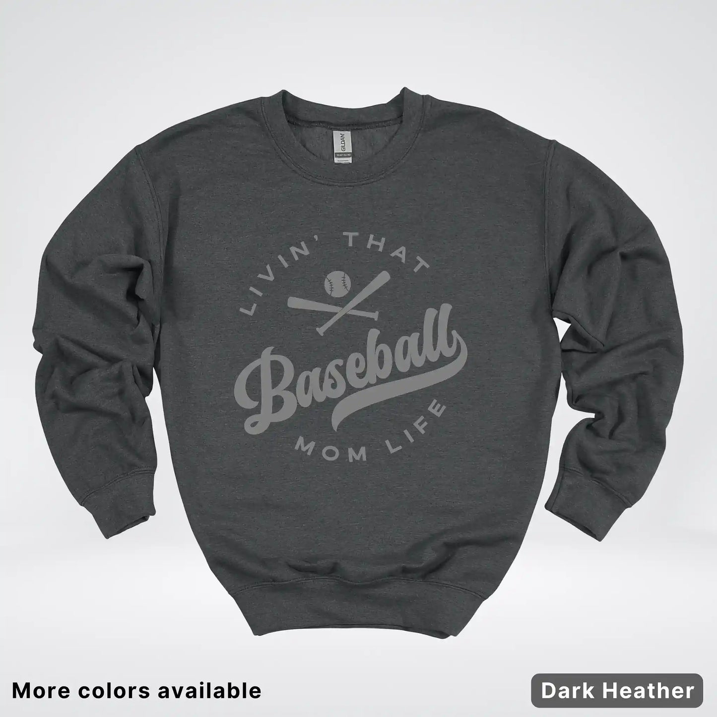 Livin' That Baseball Mom Life - Gray Design - Crewneck Sweatshirt
