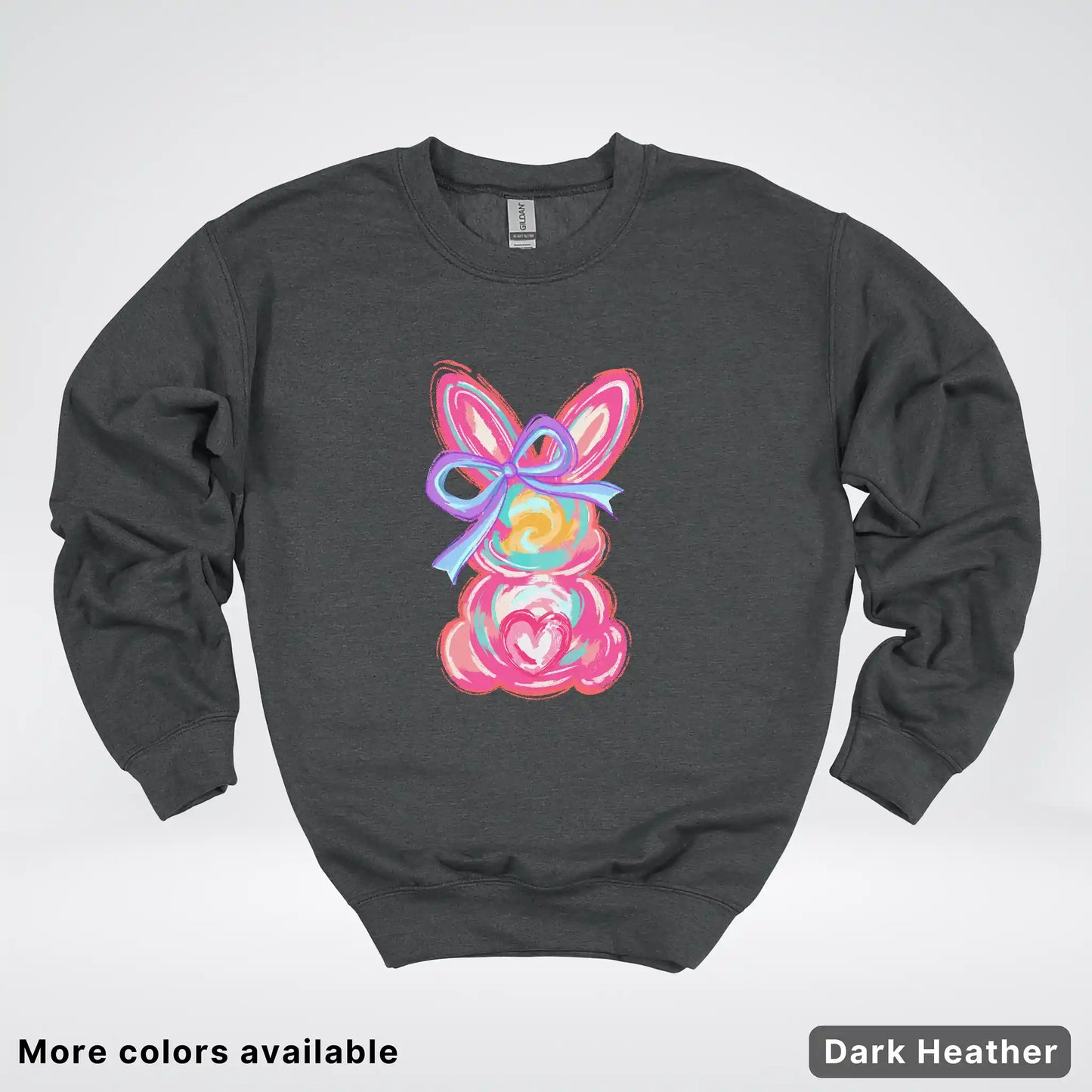 Coquette Easter Bunny – Pastel Bow Bunny Spring Graphic - Crewneck Sweatshirt