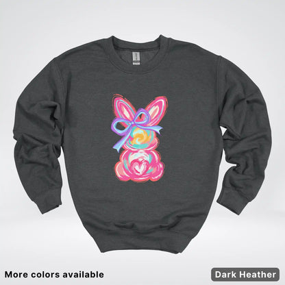 Coquette Easter Bunny – Pastel Bow Bunny Spring Graphic - Crewneck Sweatshirt