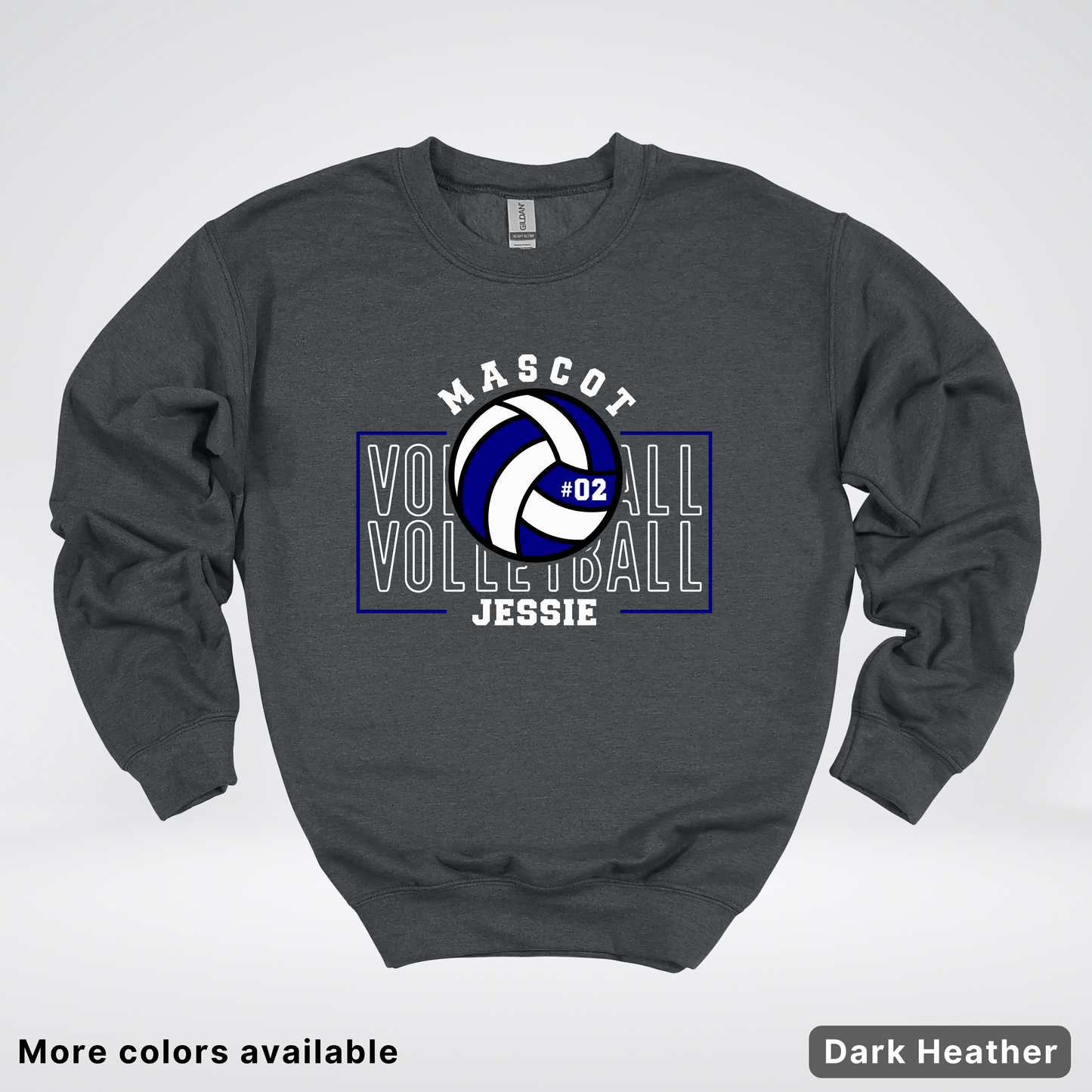 Custom Mascot, Number, & Name – Navy - Volleyball Design 13 Crewneck Sweatshirt