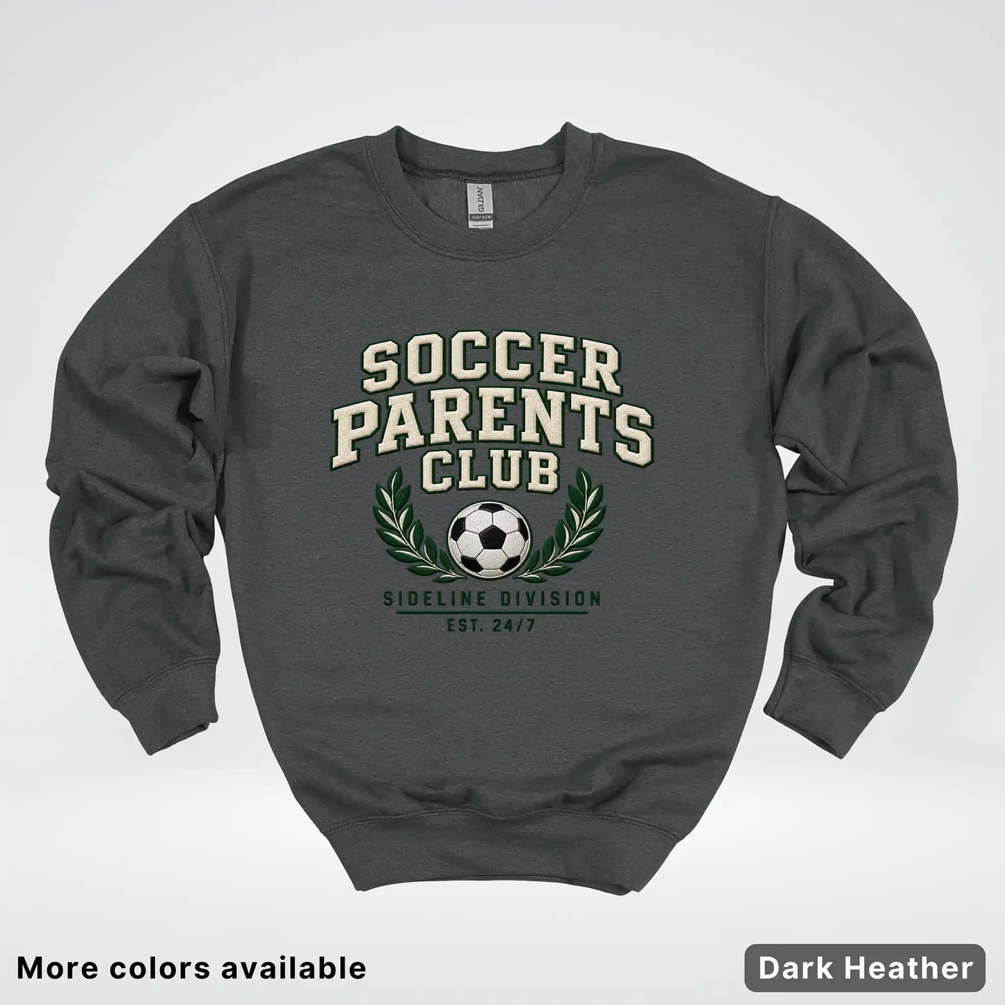 Soccer Parents Club Faux Embroidery Sideline Crewneck Sweatshirt