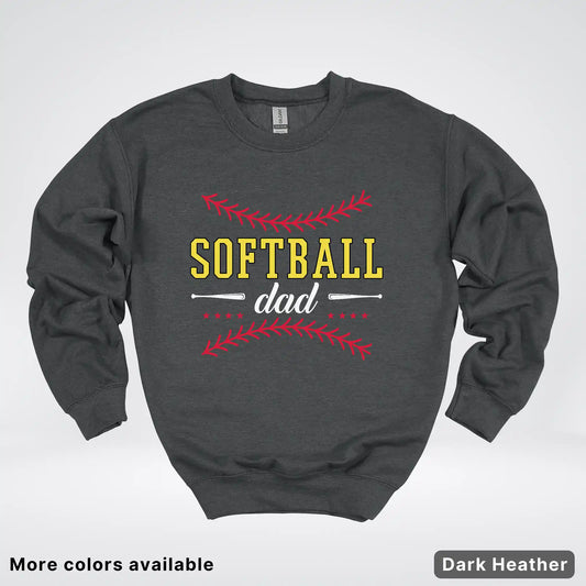 Softball Dad - White Design - Crewneck Sweatshirt