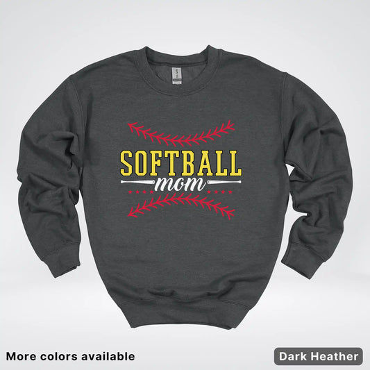 Softball Mom - White Design - Crewneck Sweatshirt