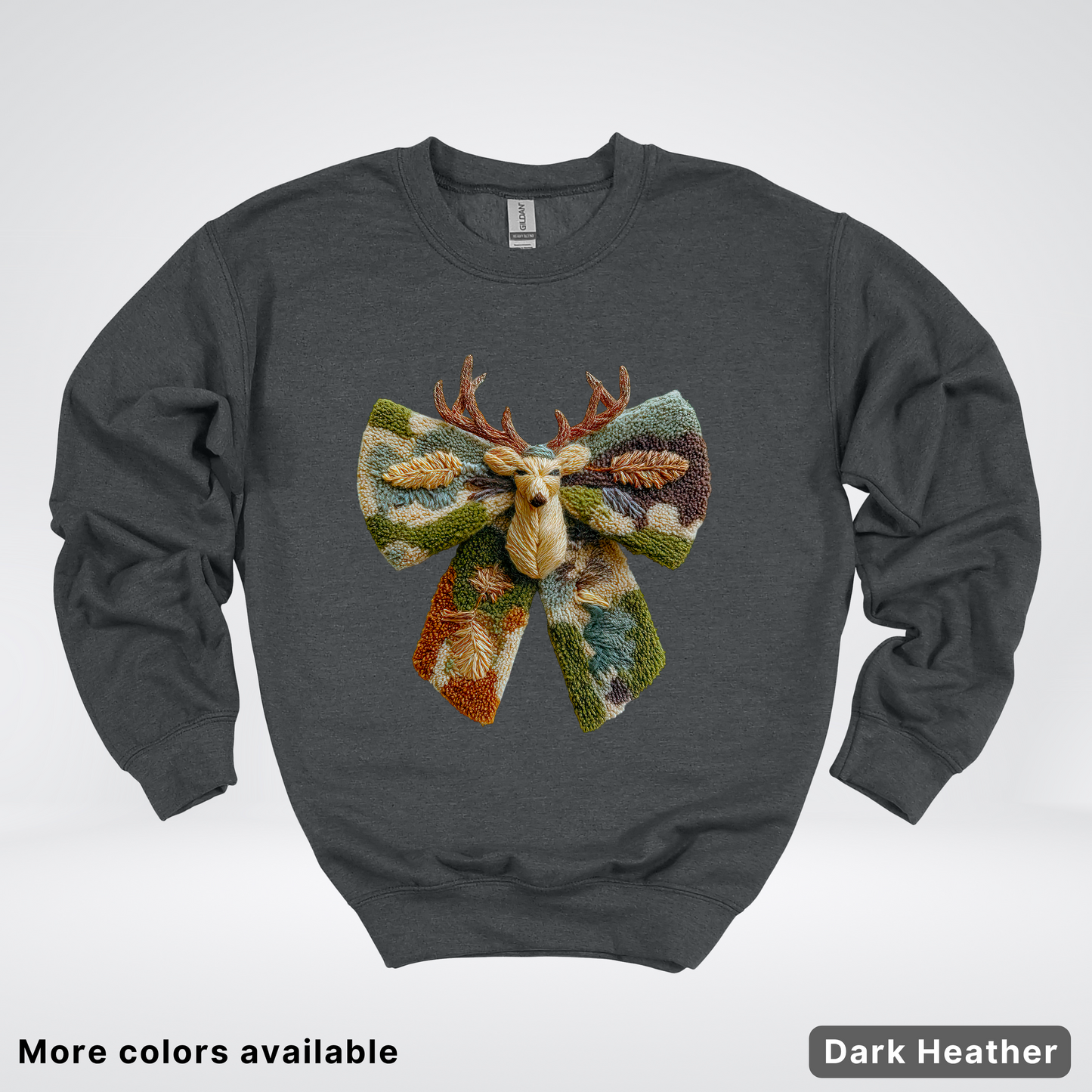 Neutral Woodland Bow Hook Yard Faux - Crewneck Sweatshirt
