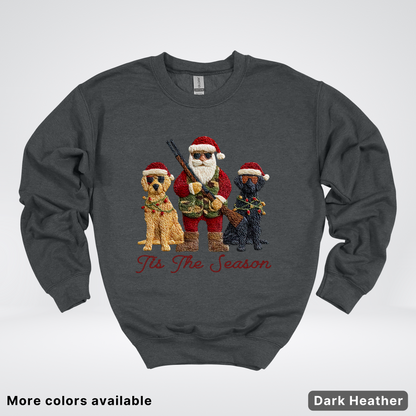 Tis The Season Hunting Santa Hook Yard Faux - Crewneck Sweatshirt