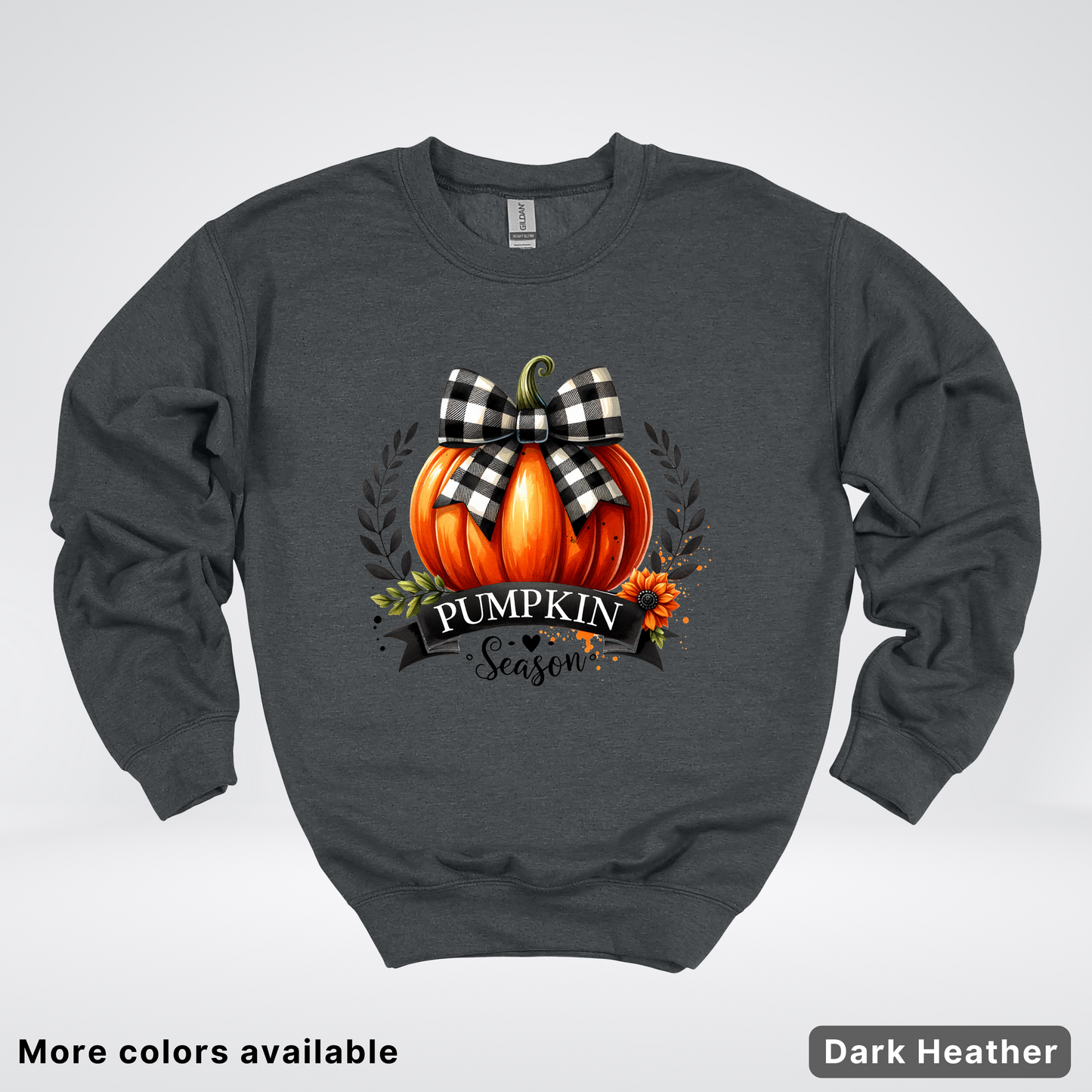 Pumpkin Season Black Plaid Bow - Sweatshirt