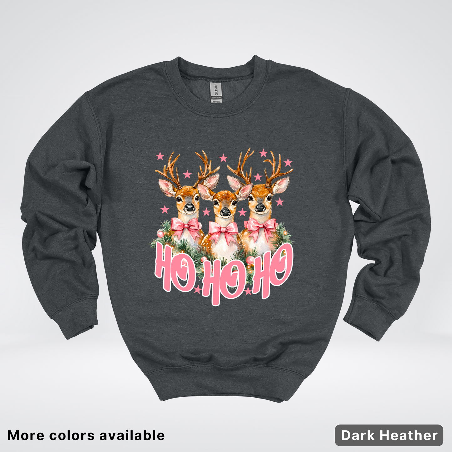 Ho Ho Ho Pink Deer Trio - Crewneck Sweatshirt