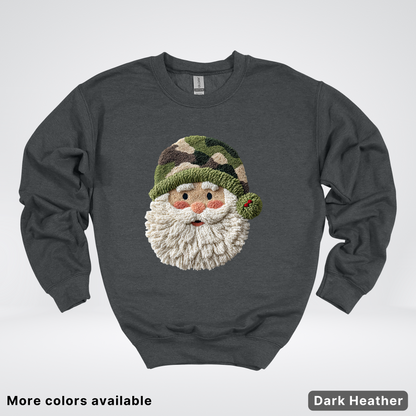 Woodland Santa Face (Hook Yard Faux Texture) - Crewneck Sweatshirt