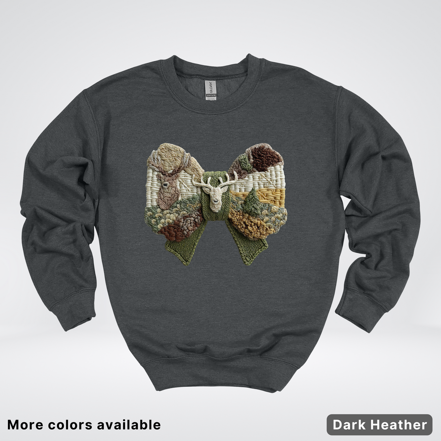 Rocking Horse Holiday Bow – Hook Yard Faux Look - Crewneck Sweatshirt