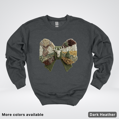 Rocking Horse Holiday Bow – Hook Yard Faux Look - Crewneck Sweatshirt