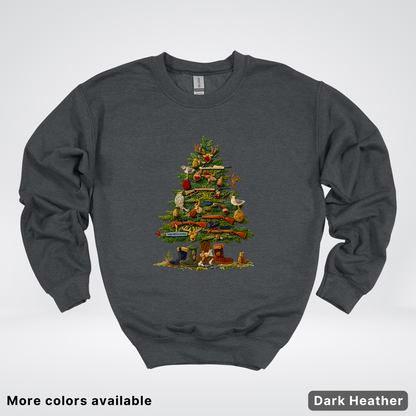 Woodland Critters Christmas Tree Hook Yard Faux - Crewneck Sweatshirt