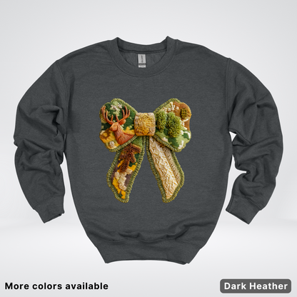 Forest Berry Bow Hook Yard Faux Look - Crewneck Sweatshirt