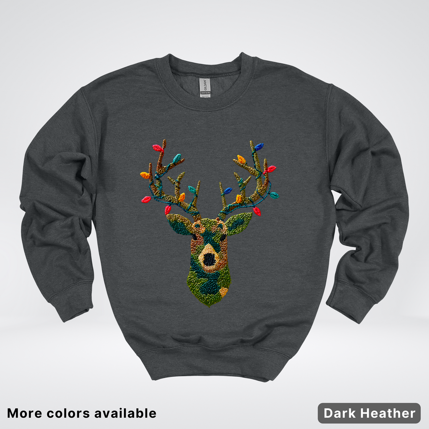 Rustic Reindeer Lights – Hook Yard Faux Texture - Crewneck Sweatshirt