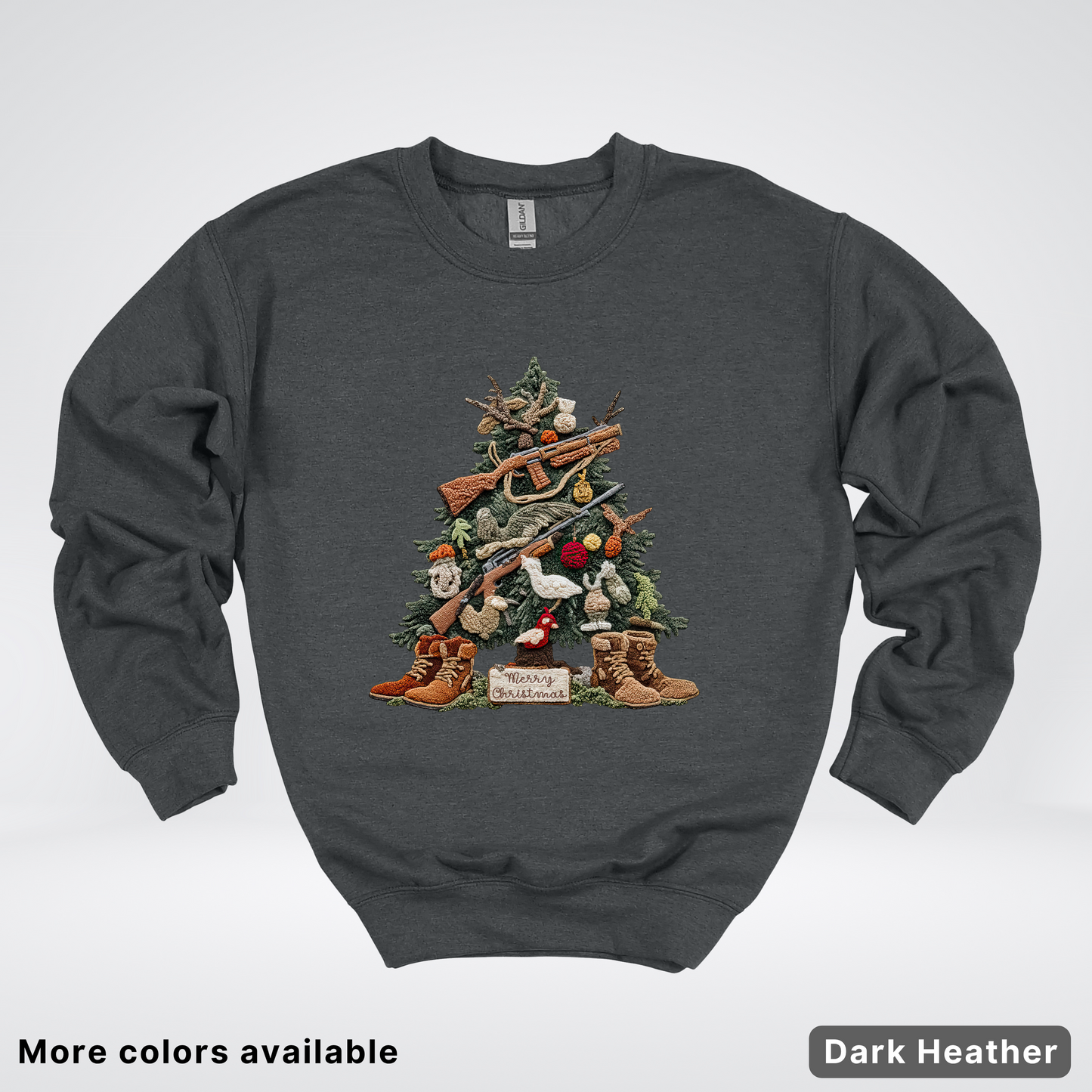 Rustic Holiday Tree & Boots (Hook Yard Faux) - Crewneck Sweatshirt