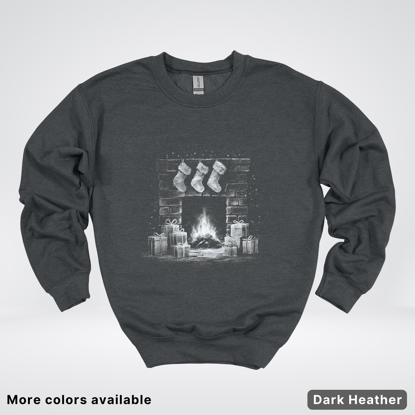 Vintage Christmas Fireplace Scene - Crewneck Sweatshirt