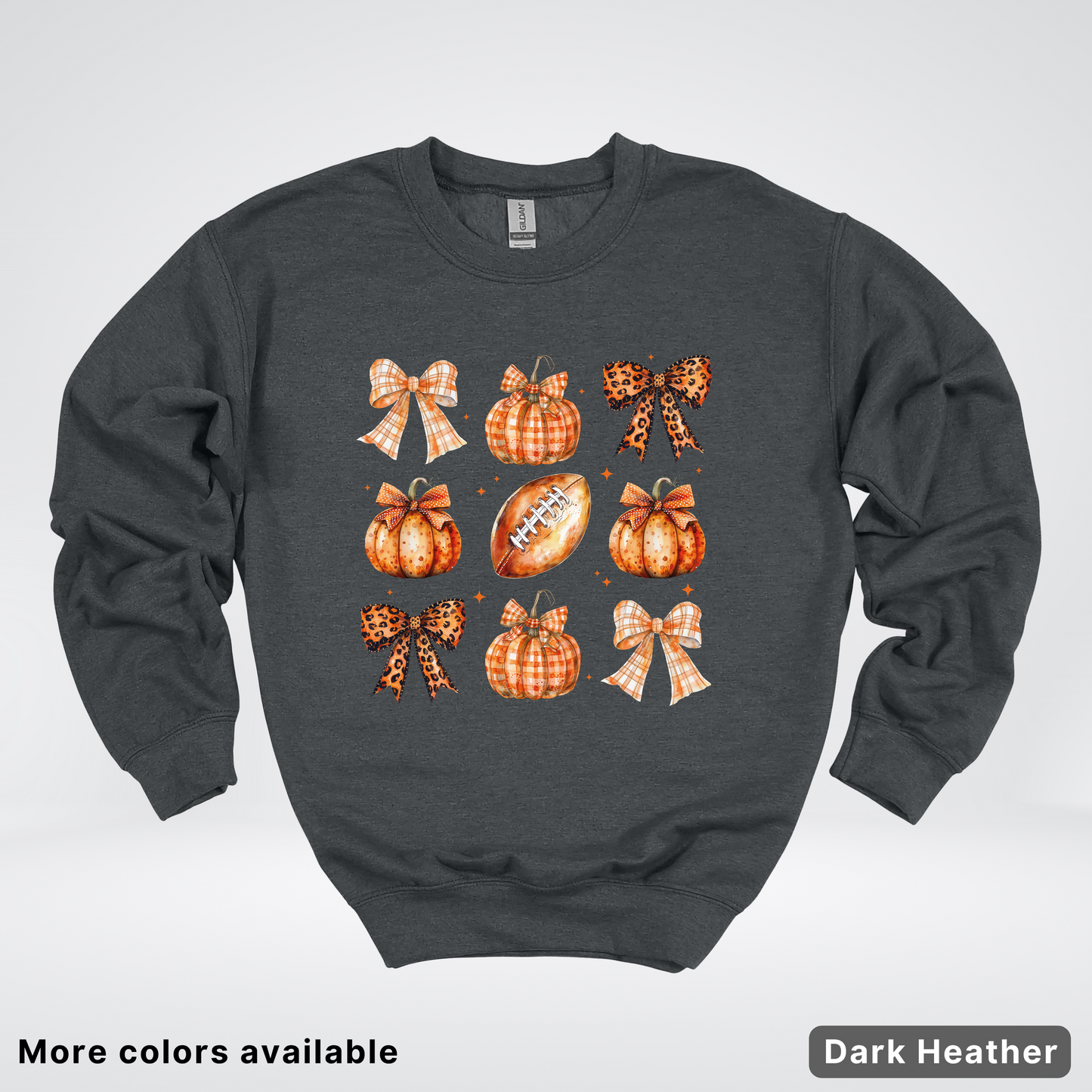 Football Coquette Ribbon Bow Plaid Pumpkin Fall - Sweatshirt