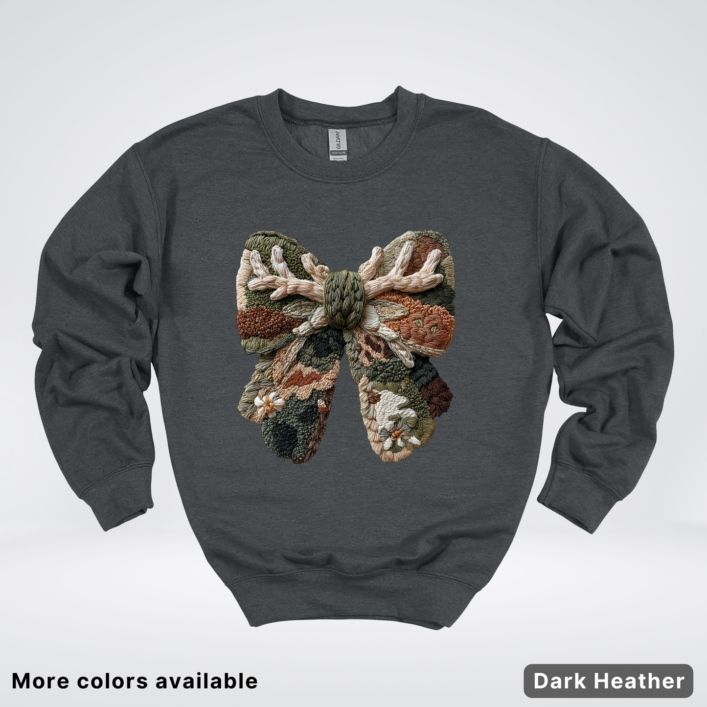 Woodland Winter Bow Hook Yard Faux - Crewneck Sweatshirt