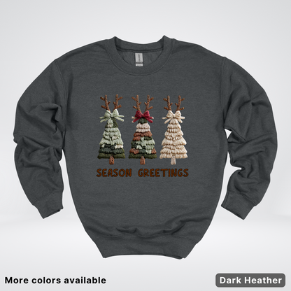 Rustic Christmas Tree Trio (Hook Yard Faux Look) - Crewneck Sweatshirt