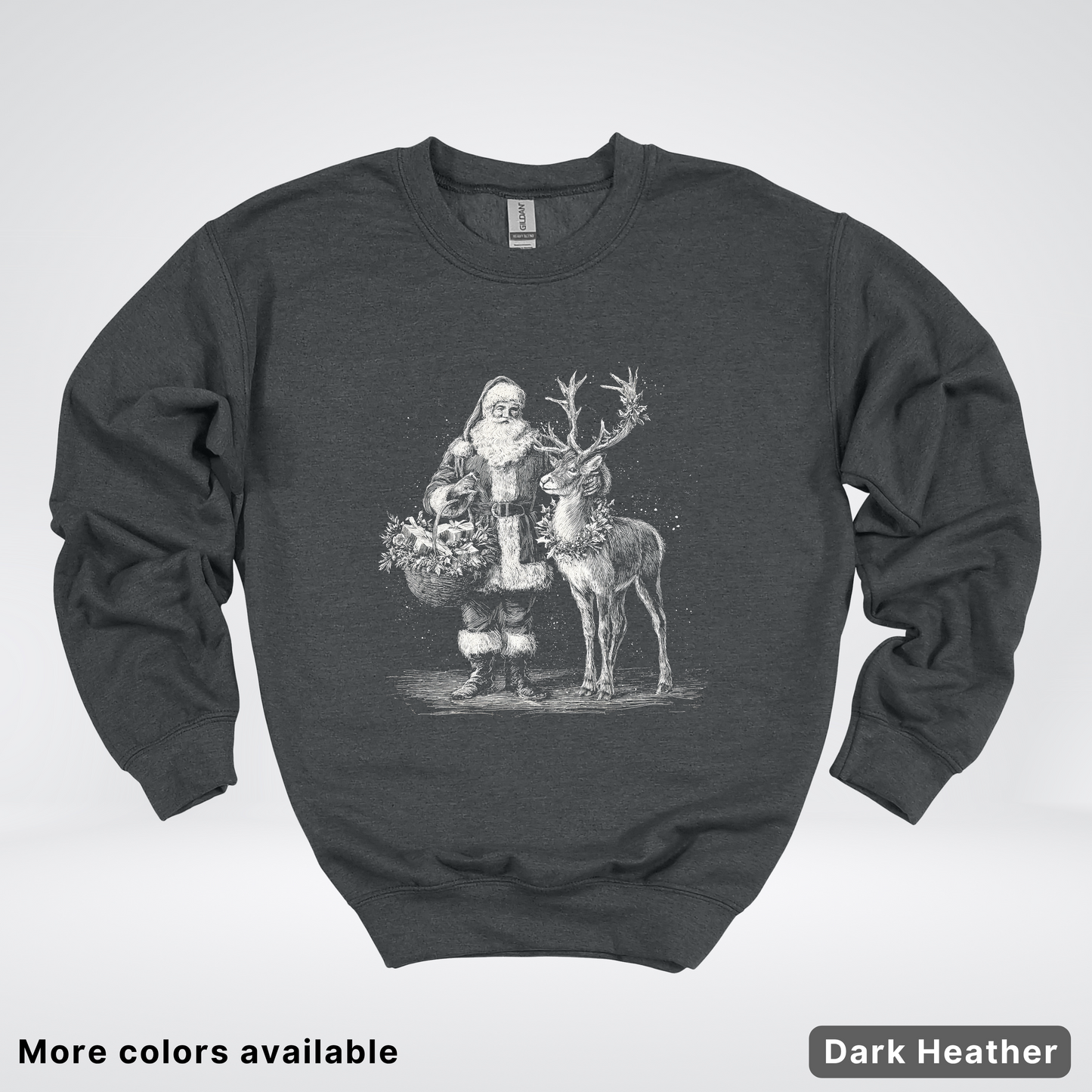 Vintage Santa and Reindeer - Crewneck Sweatshirt