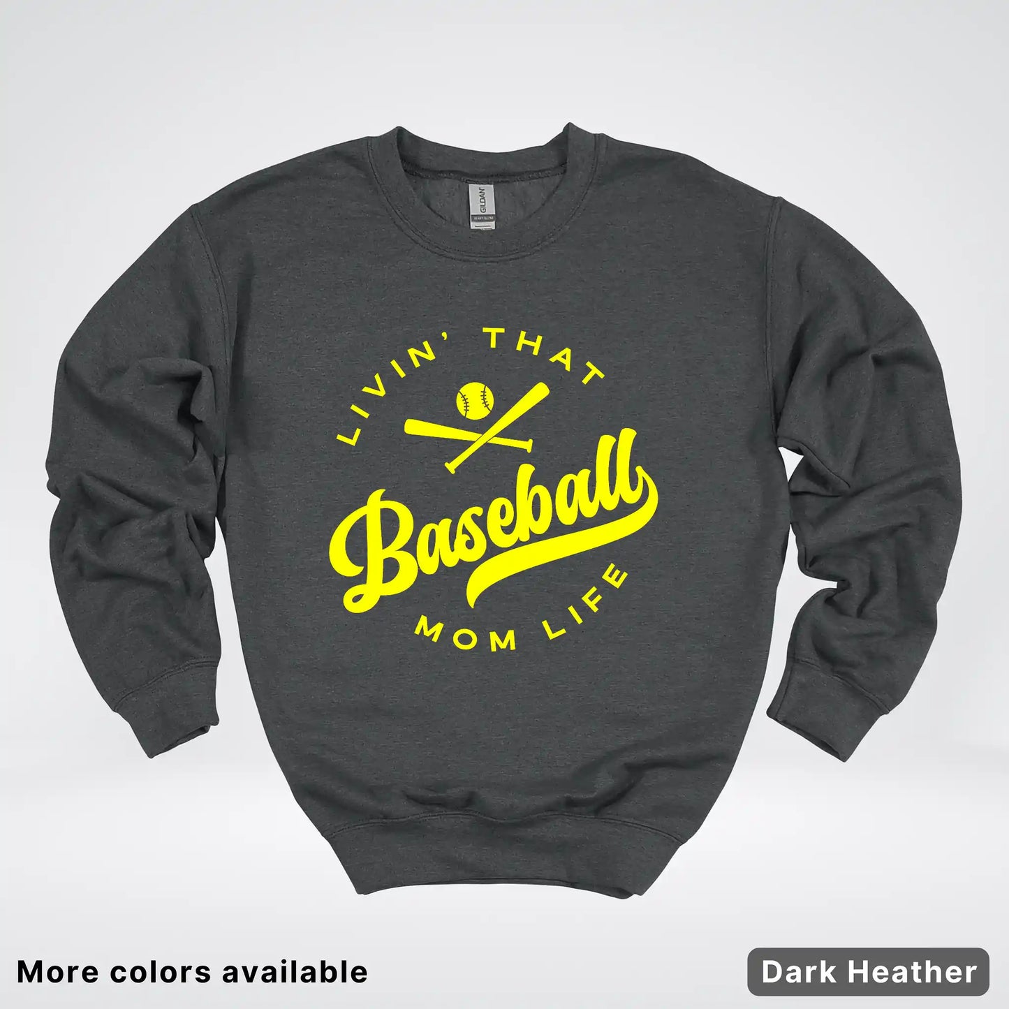 Livin' That Baseball Mom Life - Yellow Design - Crewneck Sweatshirt