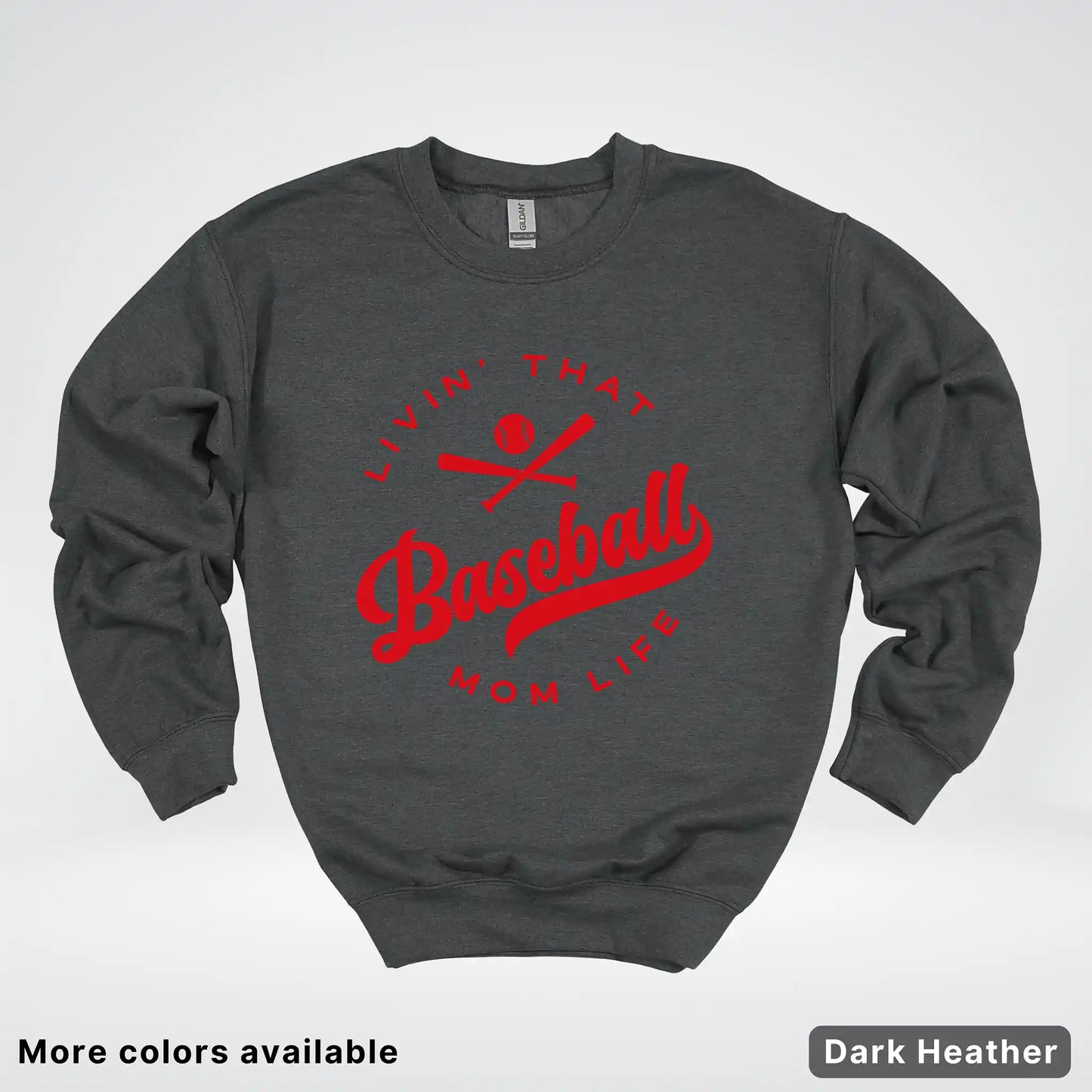 Livin' That Baseball Mom Life - Red Design - Crewneck Sweatshirt